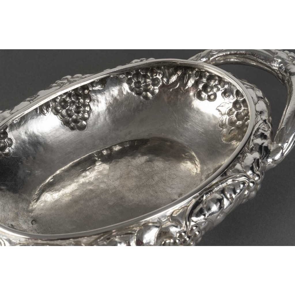 JEAN SERRIERE – Jardinière ovale en argent massif XXe vers 1920 | Biron 