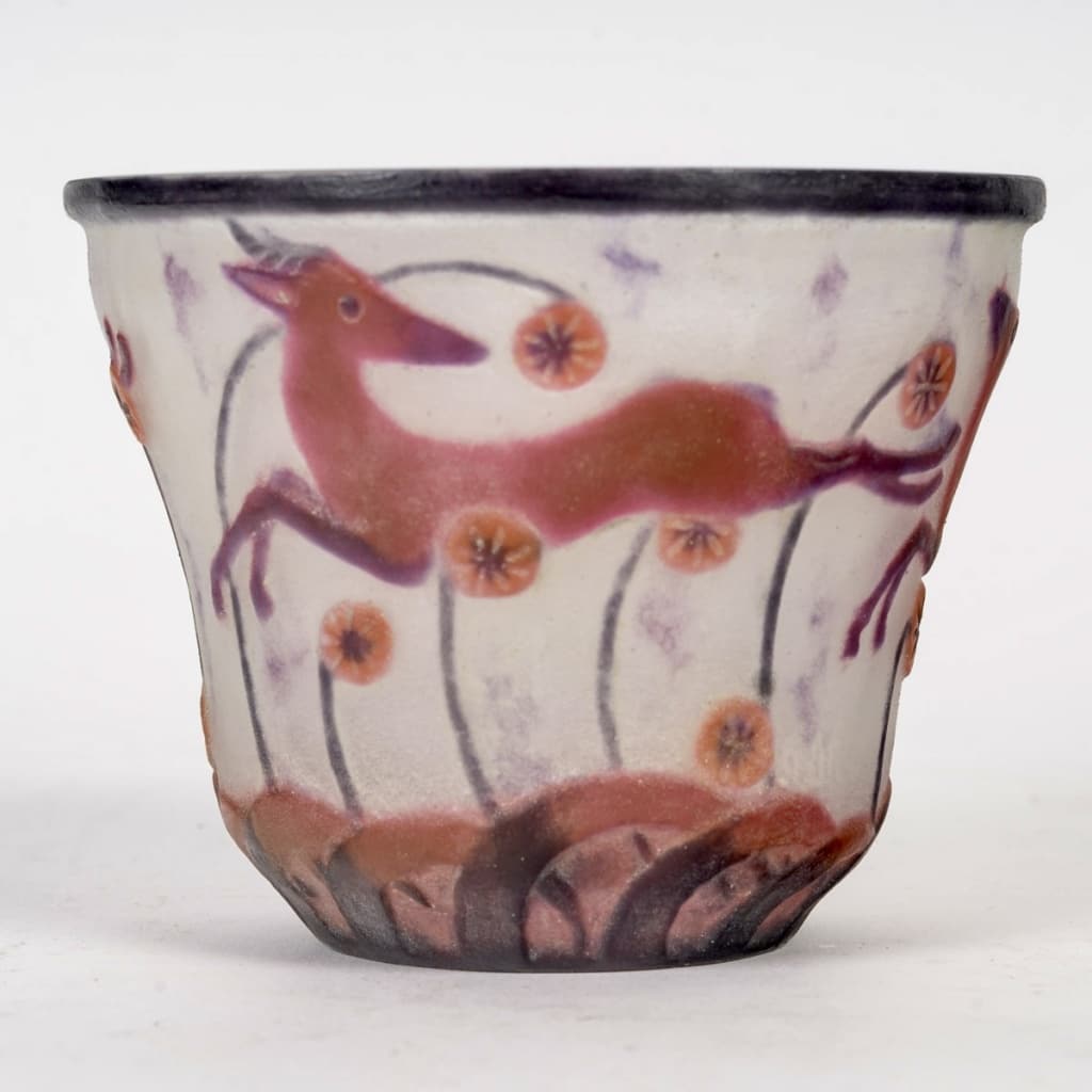 Vase « Gazelles et Fleurs » pâte de verre de Gabriel ARGY-ROUSSEAU | Biron 