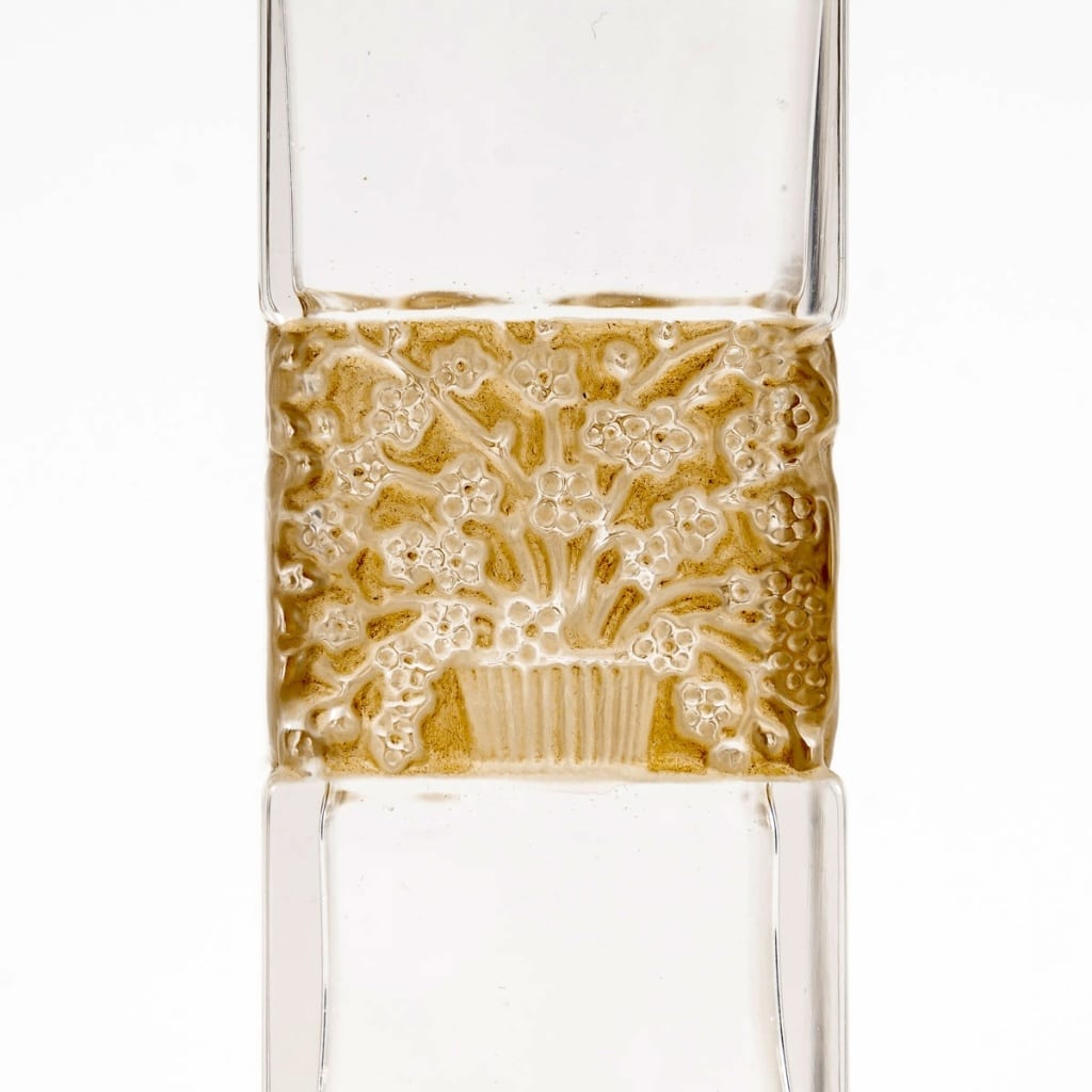 Flacon « 5 Fleurs » verre blanc patiné sépia de René LALIQUE pour Forvil | Biron 