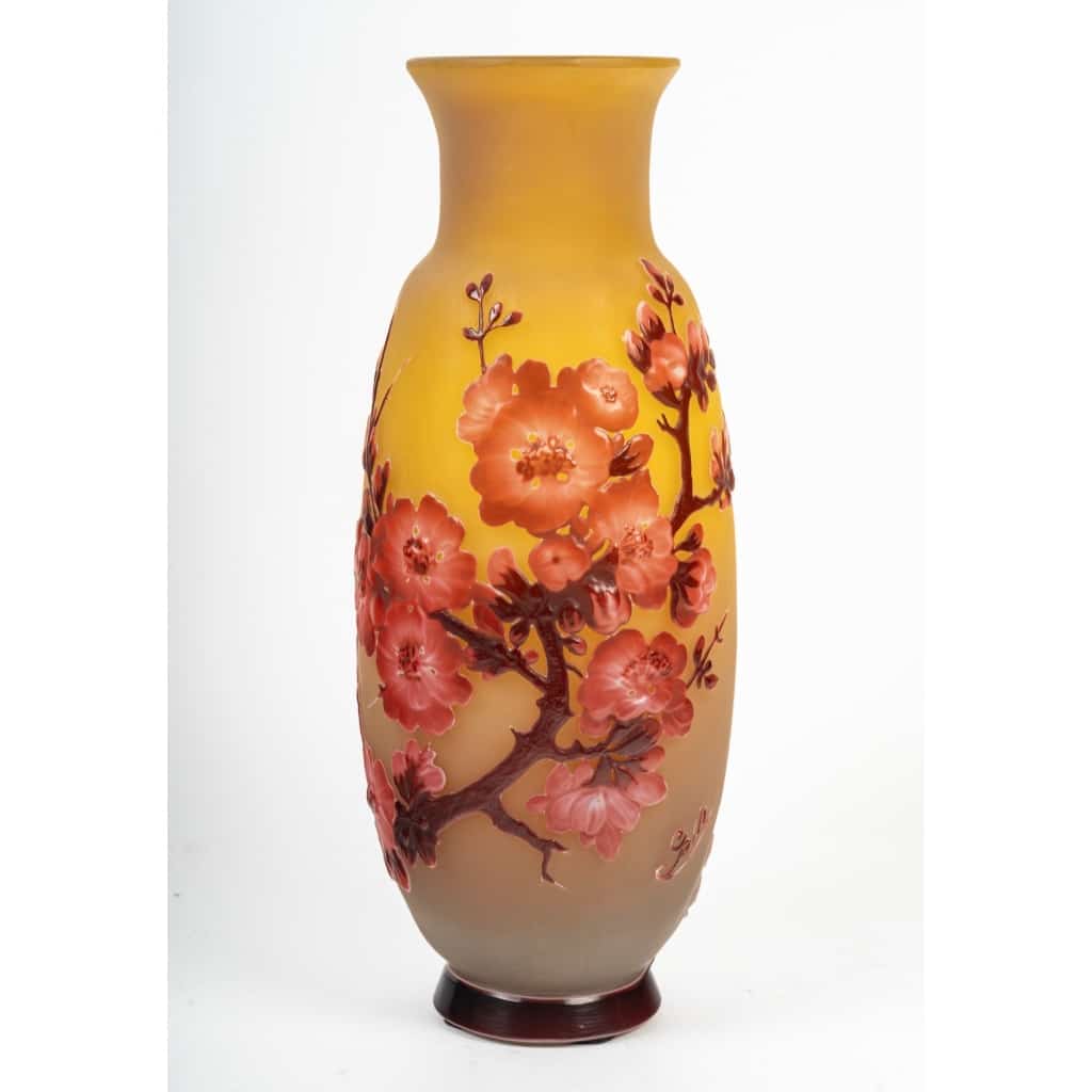 Émile Gallé (1846-1904) « Fleurs de Pommier » Vase en verre soufflé-moulé circa 1905 | Biron 