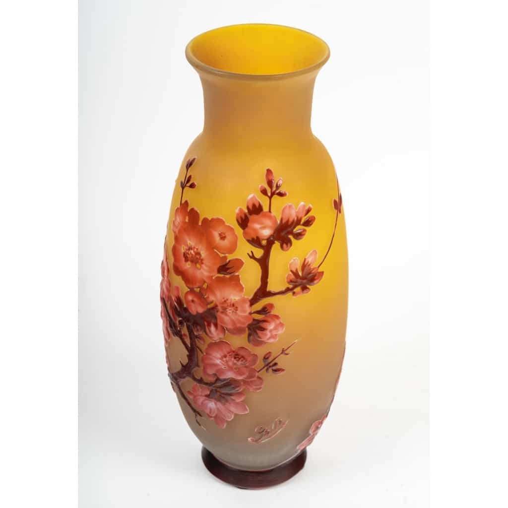 Émile Gallé (1846-1904) « Fleurs de Pommier » Vase en verre soufflé-moulé circa 1905 | Biron 