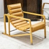Paire De « Transats » cuir gold et bois naturel de Eileen GRAY par Ecart International | Biron 