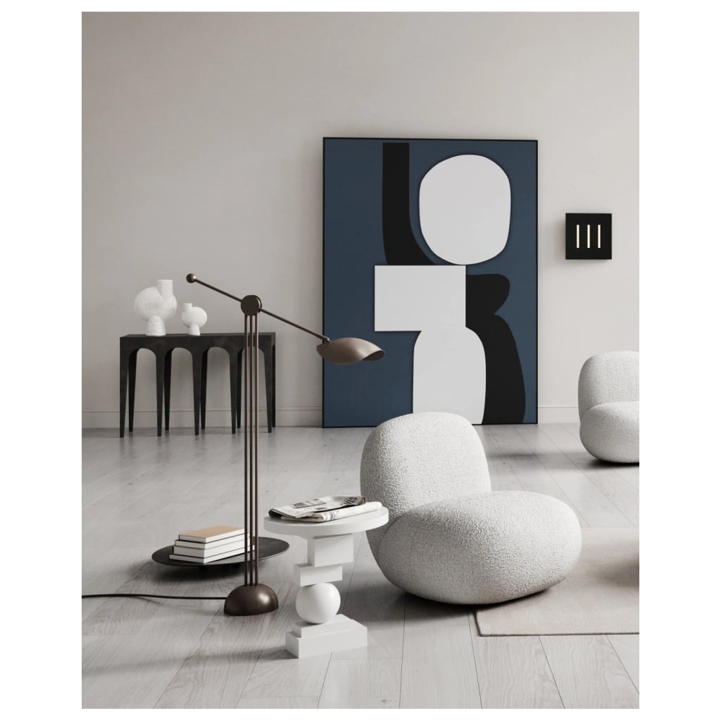 Bout de canapé, table d’appoint couleur blanc, model Artiste, œuvre contemporaine, XXIème siècle. | Biron 