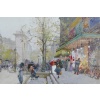 GALIEN LALOUE Tableau 20è Paris Animation sur les Grands Boulevards Gouache Signée Certificat d’authenticité | Biron 