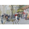 GALIEN LALOUE Tableau 20è Paris Animation sur les Grands Boulevards Gouache Signée Certificat d’authenticité | Biron 