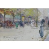 GALIEN LALOUE Tableau 20è Paris Animation sur les Grands Boulevards Gouache Signée Certificat d’authenticité | Biron 
