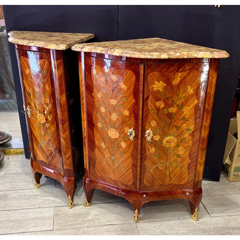 Paire d’encoignures d’époque louis XV estampillées Denis Genty | Biron 