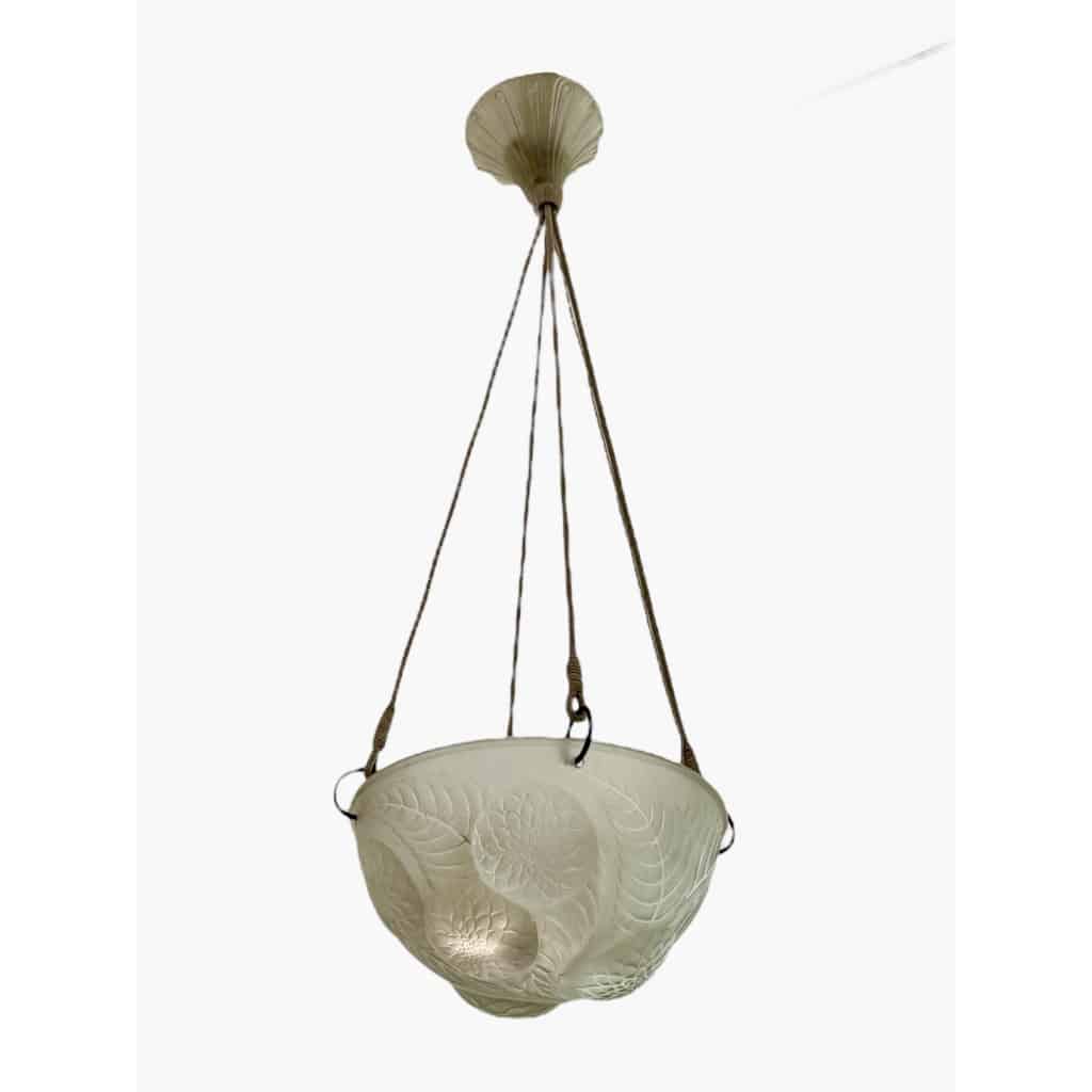 Suspension « Dahlias » verre blanc de René LALIQUE | Biron 