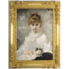 Charles CHAPLIN (1825-1891). Portrait d’Une Jeune Fille au ruban rouge | Biron 