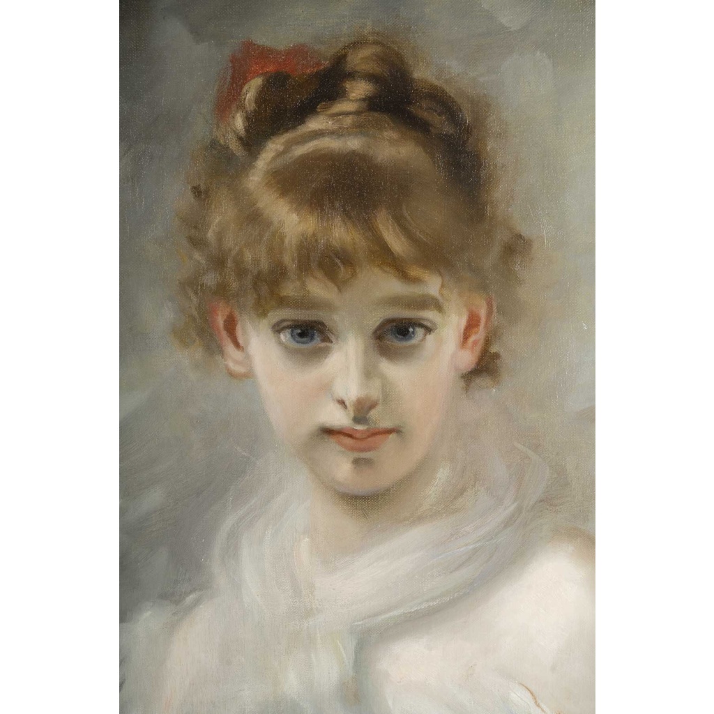 Charles CHAPLIN (1825-1891). Portrait d’Une Jeune Fille au ruban rouge | Biron 