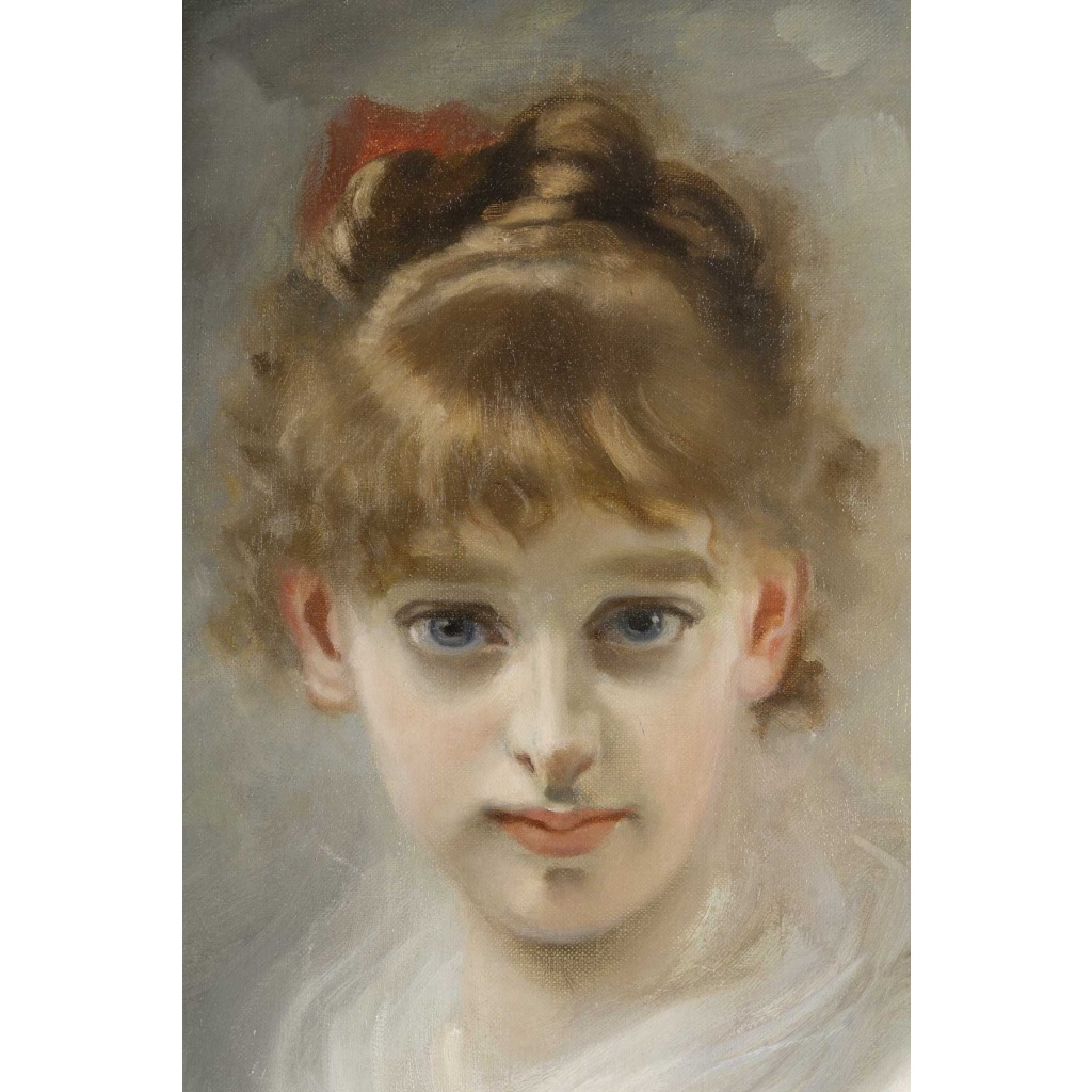 Charles CHAPLIN (1825-1891). Portrait d’Une Jeune Fille au ruban rouge | Biron 