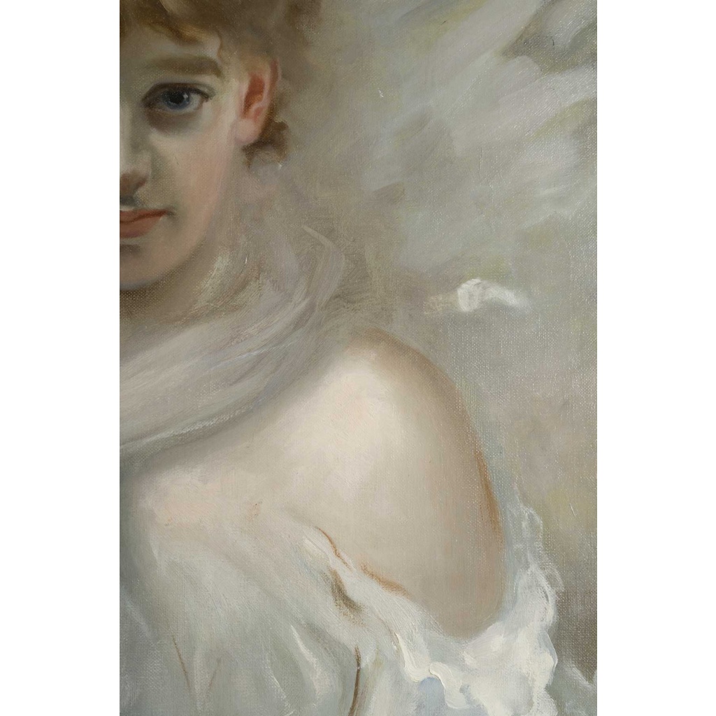 Charles CHAPLIN (1825-1891). Portrait d’Une Jeune Fille au ruban rouge | Biron 