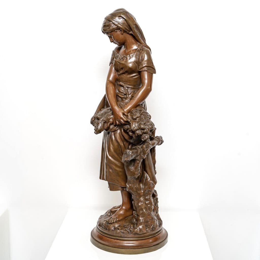 Sculpture – Jeune Fille à La Gerbe De Blé , Mathurin Moreau (1822-1912) – Bronze | Biron 