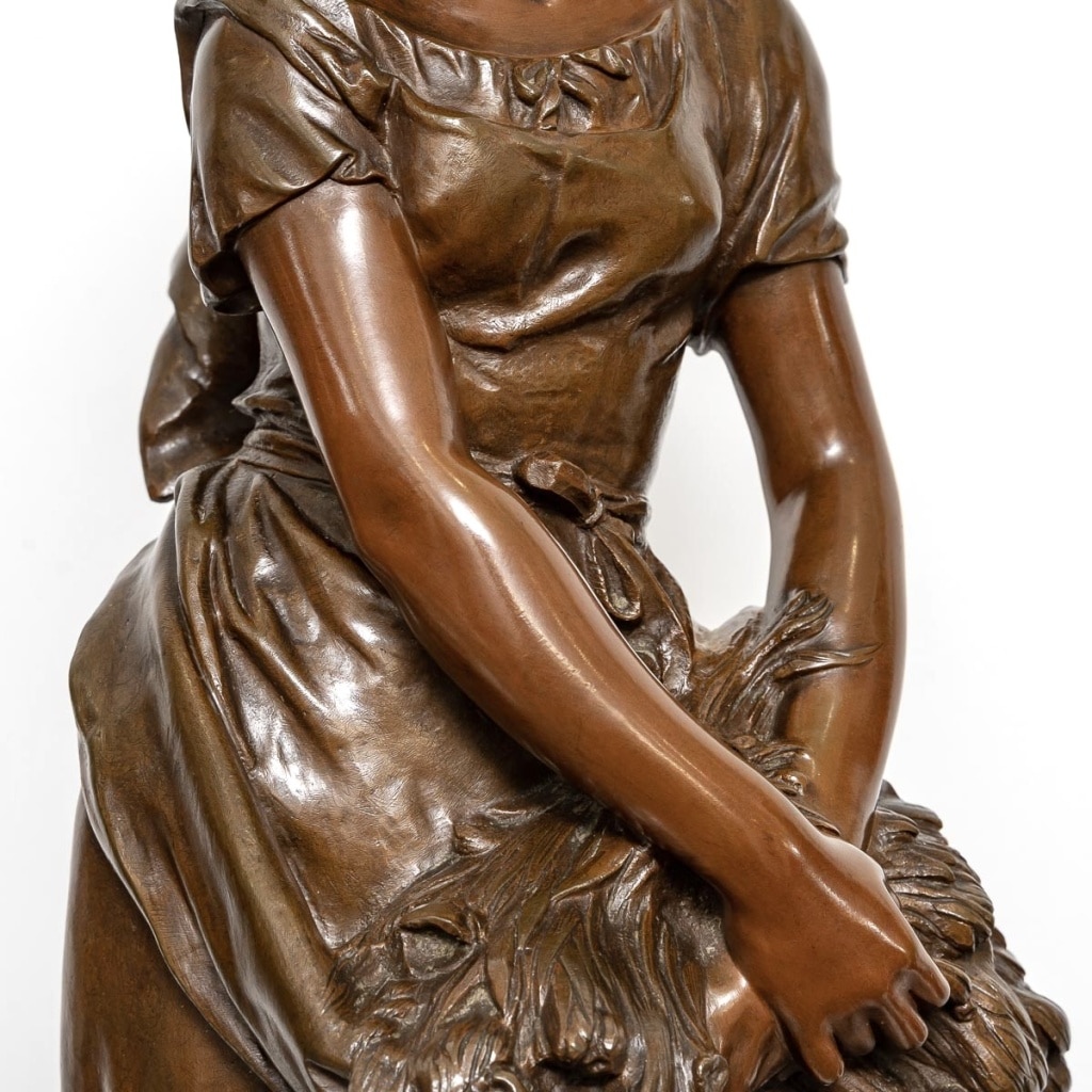 Sculpture – Jeune Fille à La Gerbe De Blé , Mathurin Moreau (1822-1912) – Bronze | Biron 