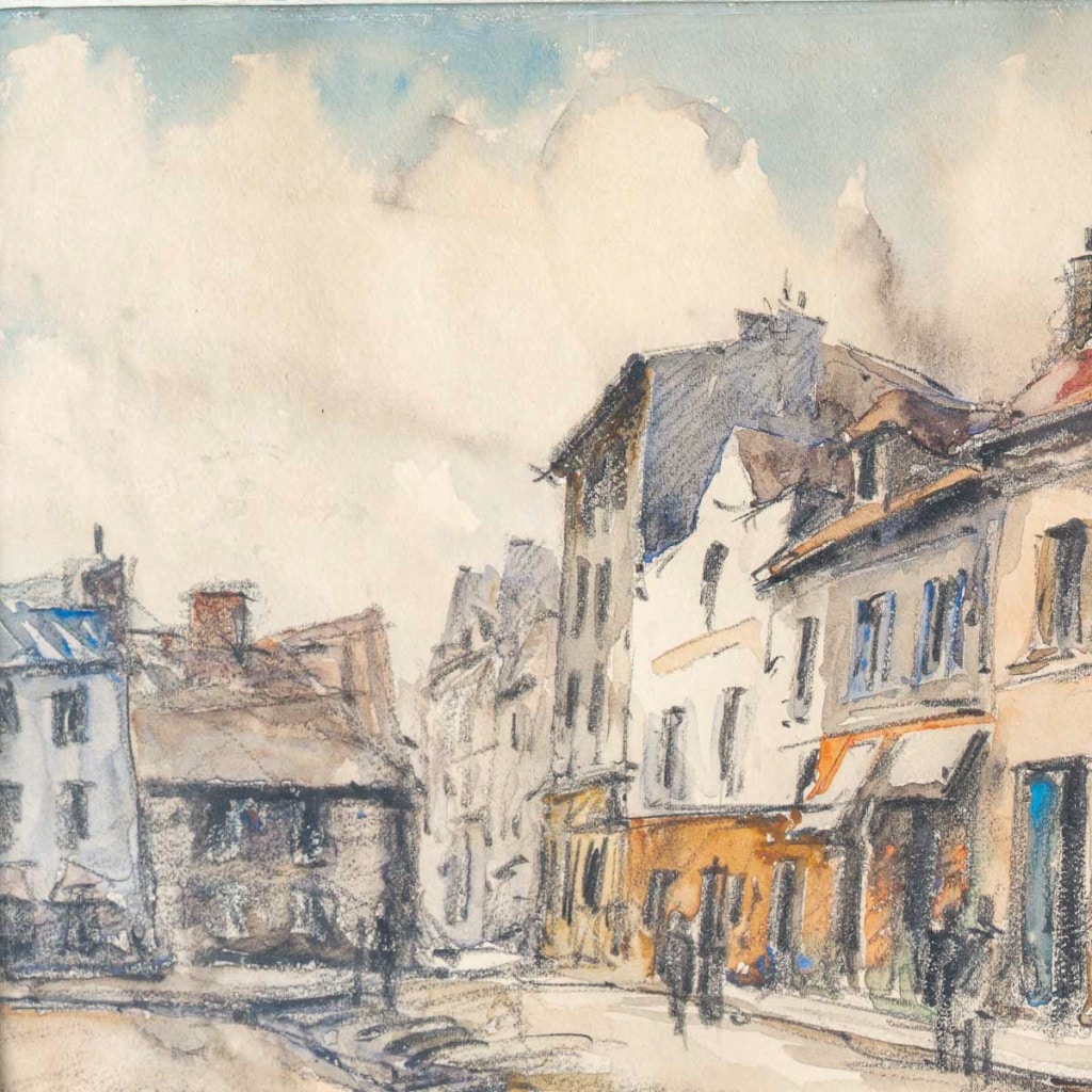 Frank Will (1900-1951) Rue Animée, Village Normand Aquarelle, vers 1925-1930 | Biron 