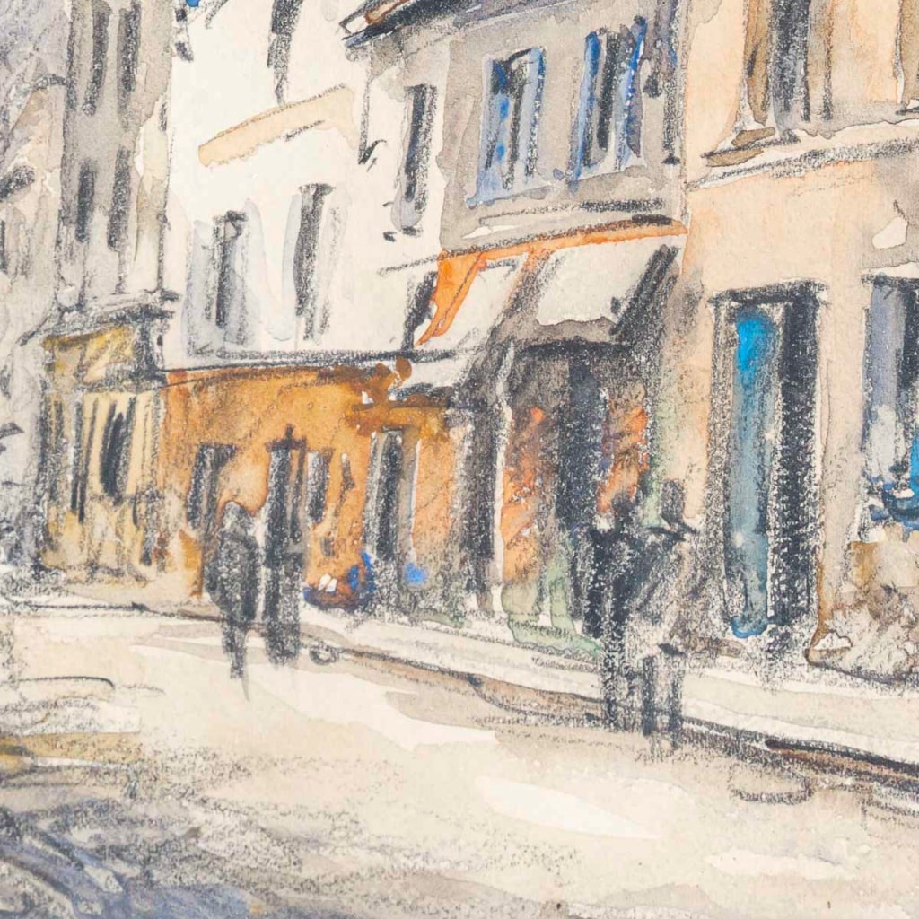 Frank Will (1900-1951) Rue Animée, Village Normand Aquarelle, vers 1925-1930 | Biron 