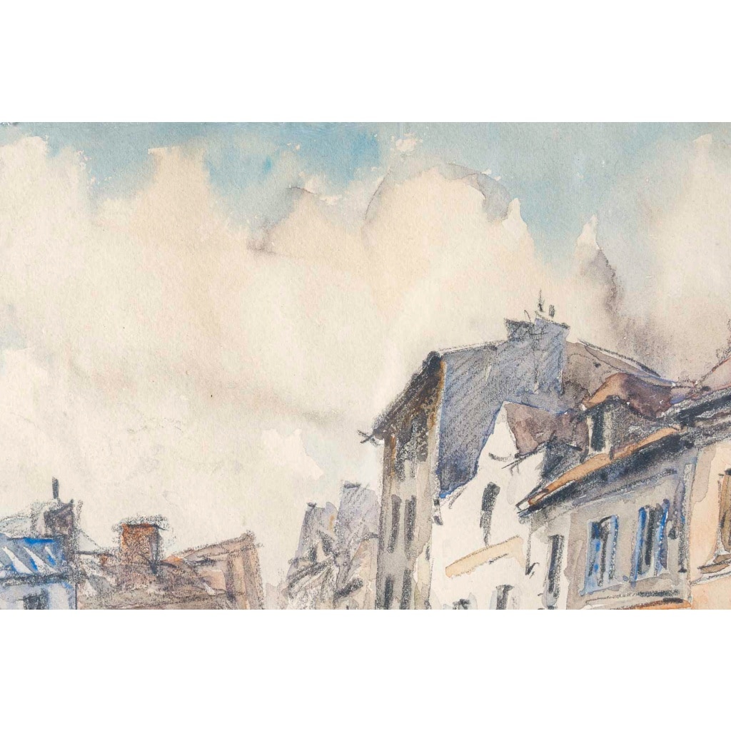 Frank Will (1900-1951) Rue Animée, Village Normand Aquarelle, vers 1925-1930 | Biron 