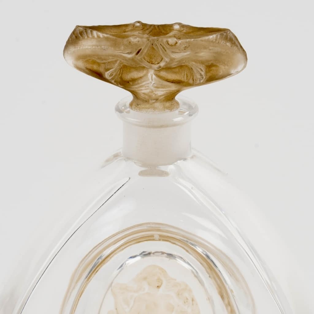 Flacon « La Sirène » verre blanc patiné sépia de René LALIQUE pour Burmann | Biron 