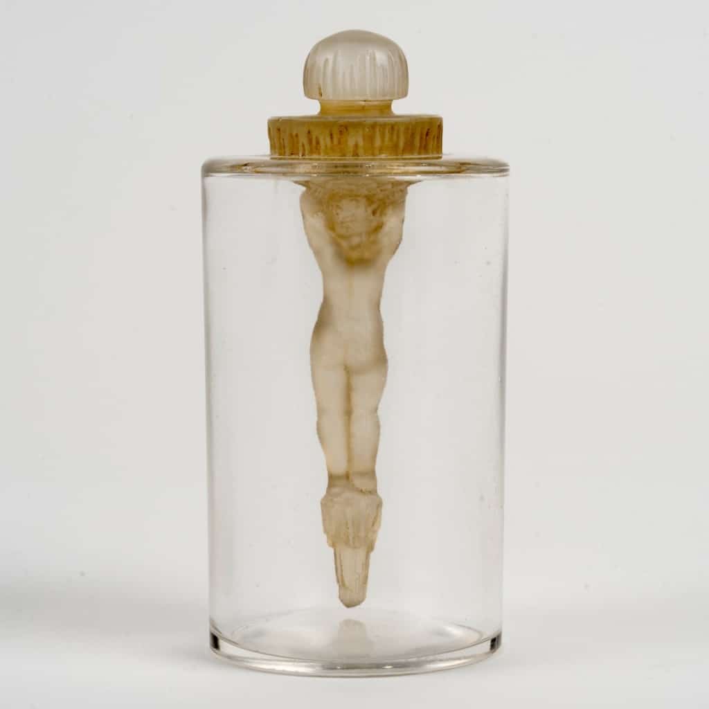 Flacon « Jeunesse » verre blanc patiné sépia de René LALIQUE | Biron 