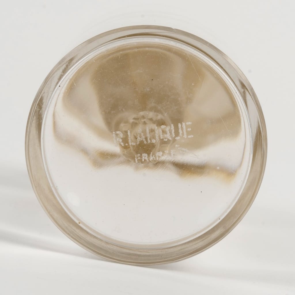 Flacon « Jeunesse » verre blanc patiné sépia de René LALIQUE | Biron 