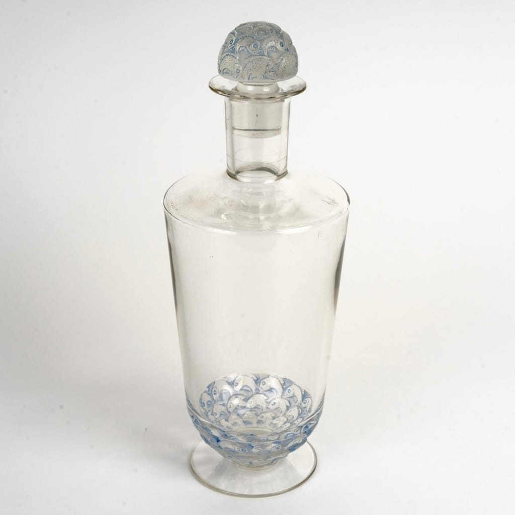 Carafe « Pouilly’ verre blanc patiné bleu de René LALIQUE | Biron 