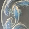 Coupe Plat "Martigues" verre opalescent patiné bleu de René LALIQUE 
