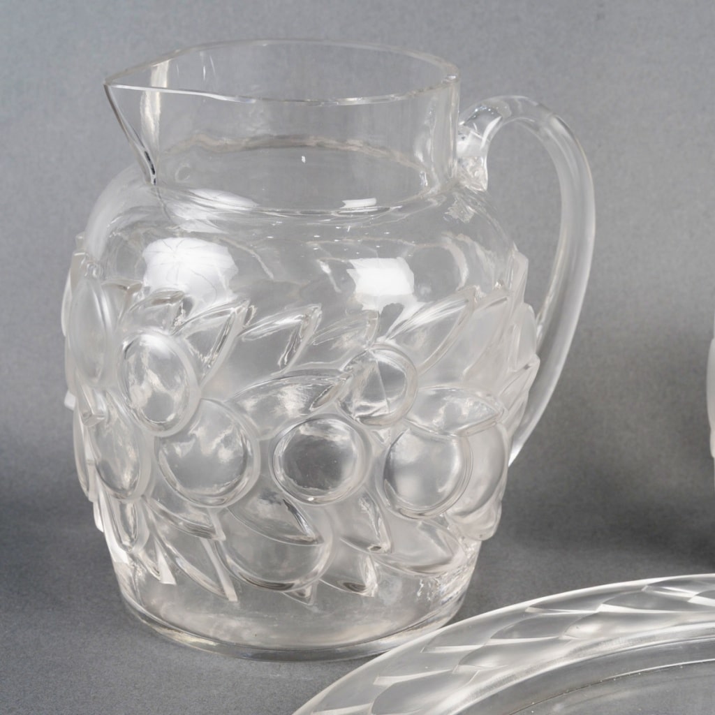Service à Orangeade « Blidah » verre blanc de René LALIQUE – 8 Pièces | Biron 