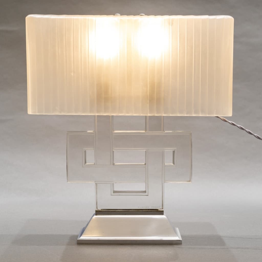 Paire de Lampes « Entrelacs » verre blanc de René LALIQUE | Biron 