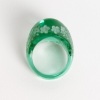Bague « Fleurs » verre vert patiné blanc de René LALIQUE | Biron 