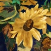 “Tournesols” Plat encadré en faïence polychrome, circa 1860 | Biron 