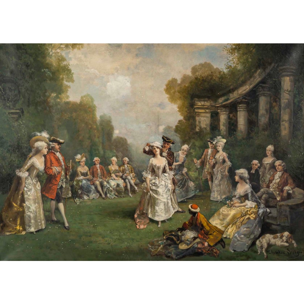 Théodore Levigne (1848-1912) – Le Jeu de Colin Maillard, huile sur toile, vers 1880-1890 | Biron 