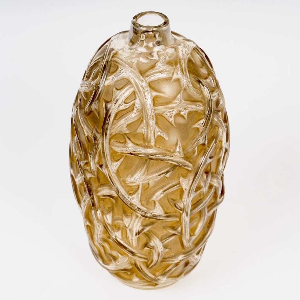 Vase « Ronces » verre blanc patiné sépia de René LALIQUE | Biron 