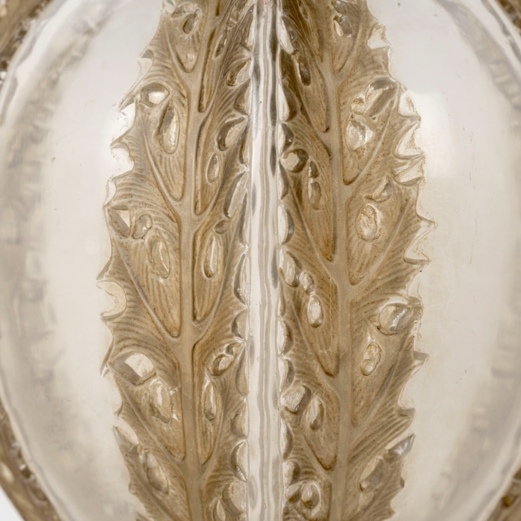 Vase » Chardons » verre blanc patiné sépia de René LALIQUE | Biron 