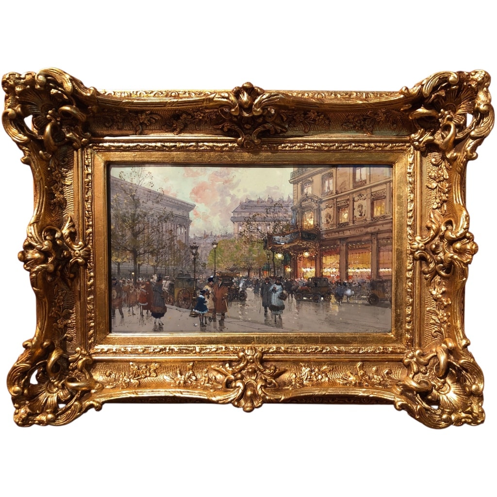 GALIEN LALOUE Tableau 20è Paris Animation Aux 3 Quartiers à La Madeleine Gouache Aquarelle Certificat d’authenticité | Biron 