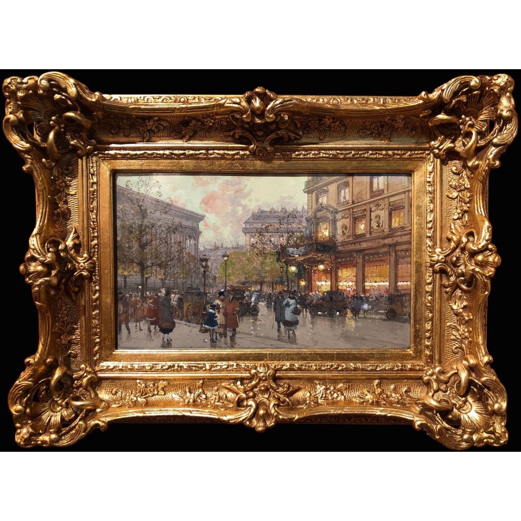 GALIEN LALOUE Tableau 20è Paris Animation Aux 3 Quartiers à La Madeleine Gouache Aquarelle Certificat d’authenticité | Biron 