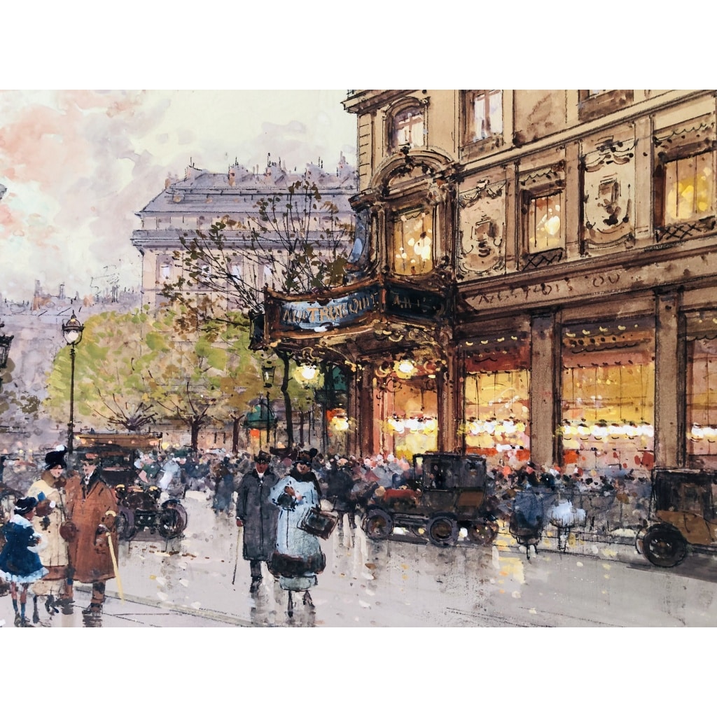 GALIEN LALOUE Tableau 20è Paris Animation Aux 3 Quartiers à La Madeleine Gouache Aquarelle Certificat d’authenticité | Biron 