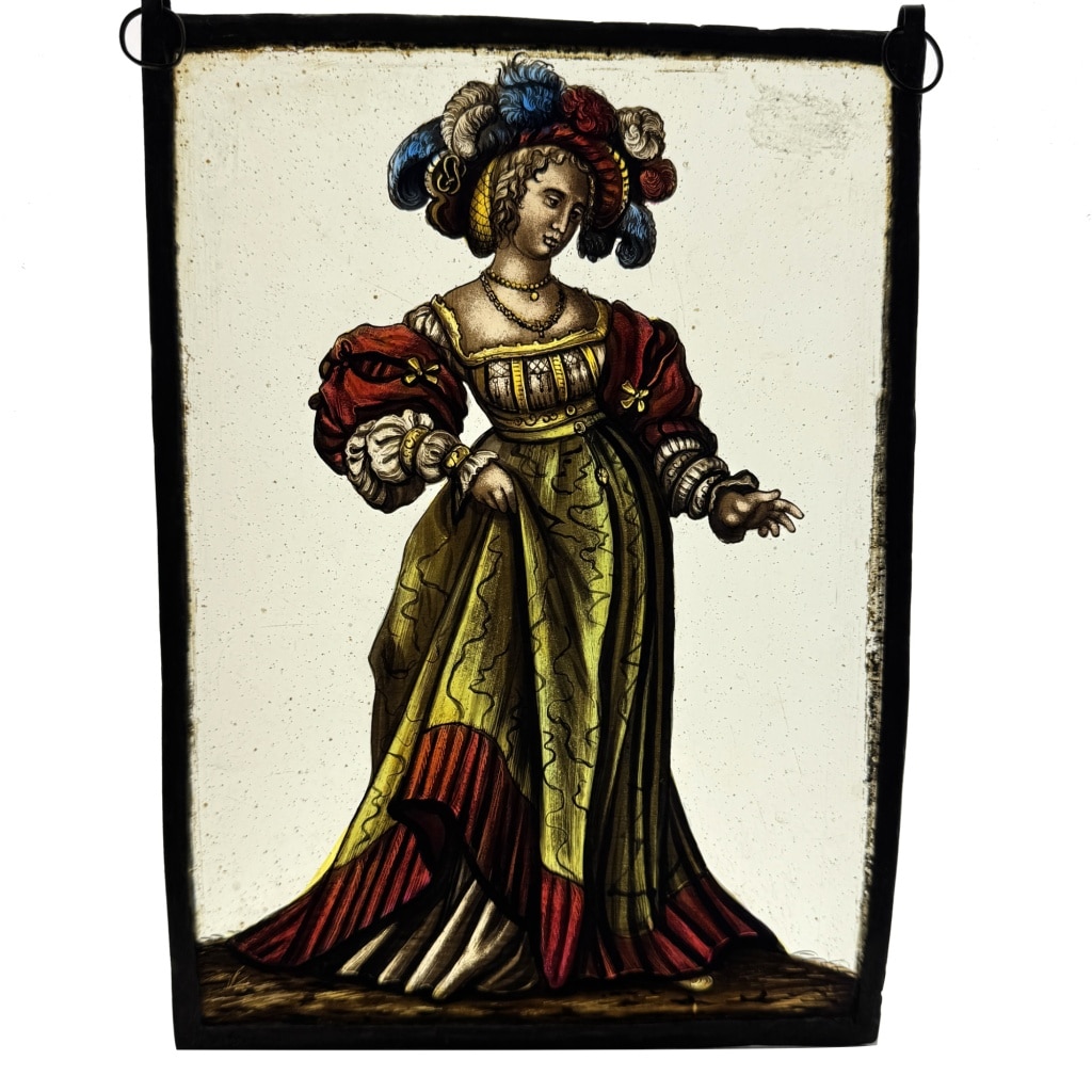 Vitrail Femme Renaissance (25 x 18 cm) | Biron 