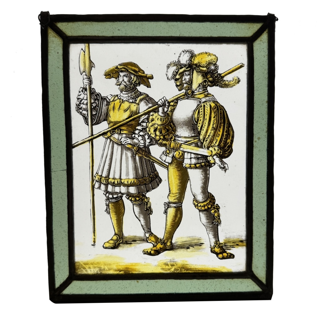 Vitrail Hallebardiers Renaissance (23 x 18 cm) | Biron 