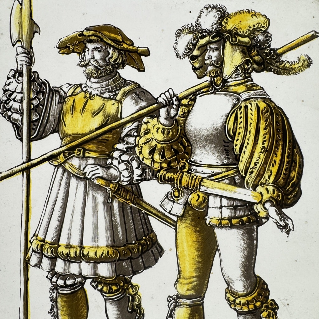 Vitrail Hallebardiers Renaissance (23 x 18 cm) | Biron 