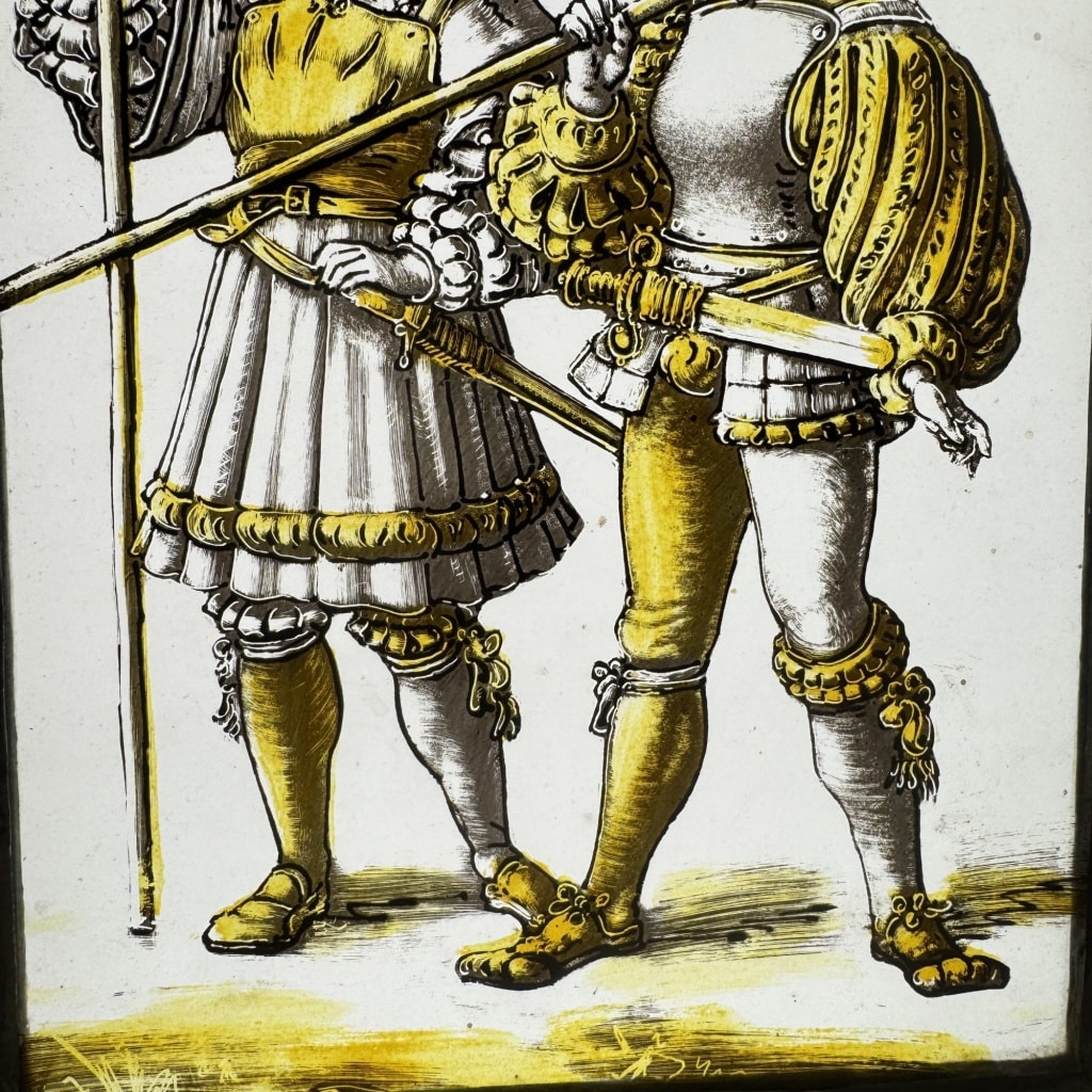 Vitrail Hallebardiers Renaissance (23 x 18 cm) | Biron 