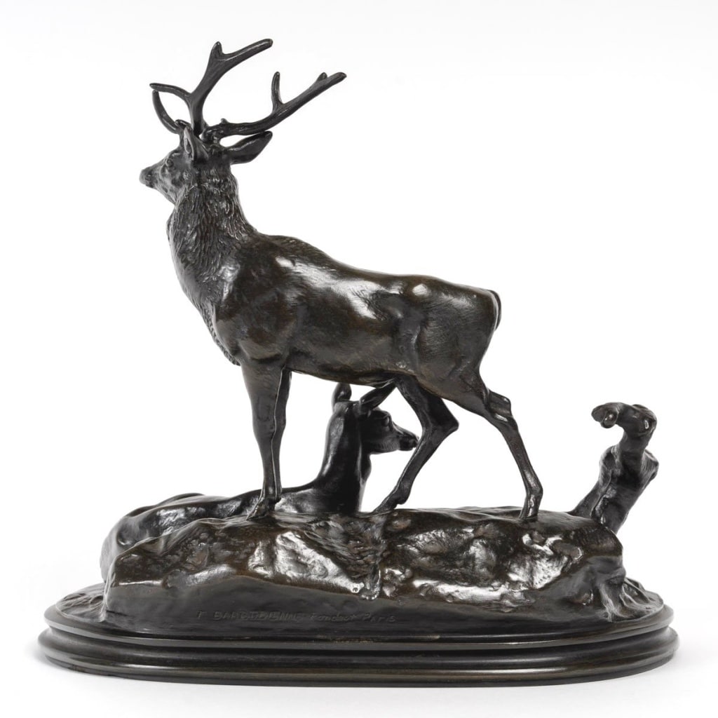 Groupe En Bronze – Famille De Cerf , Antoine – Louis Barye (1795-1875) | Biron 