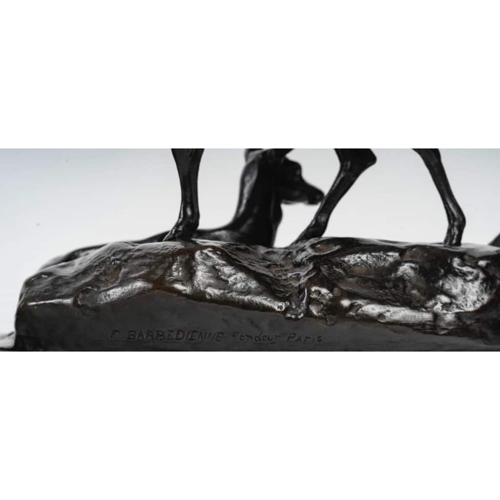 Groupe En Bronze – Famille De Cerf , Antoine – Louis Barye (1795-1875) | Biron 