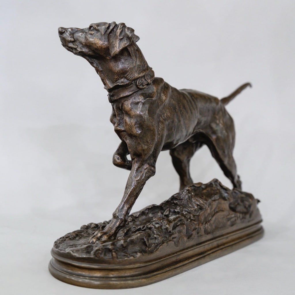 Sculpture – Chien Braque « Marly » , Pierre – Jules Mêne (1810-1879) – Bronze | Biron 