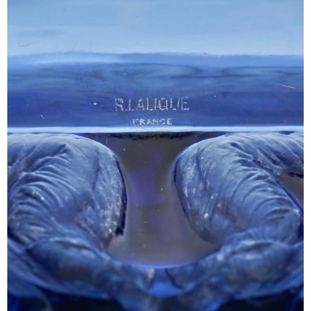 Coupe Plat « Anges » verre blanc saphir de René LALIQUE | Biron 