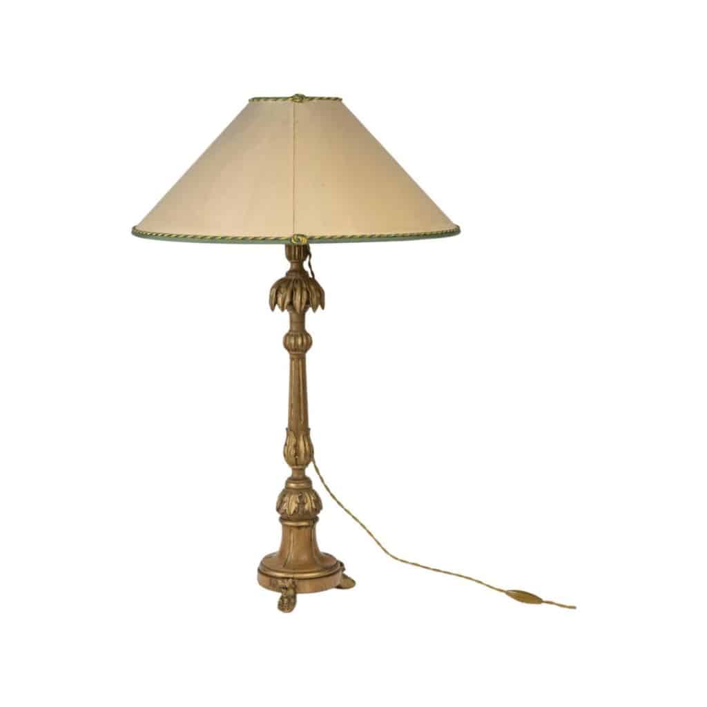 Lampe en bois sculpté, ancien bougeoir, XIXème siècle, époque Napoléon III. | Biron 
