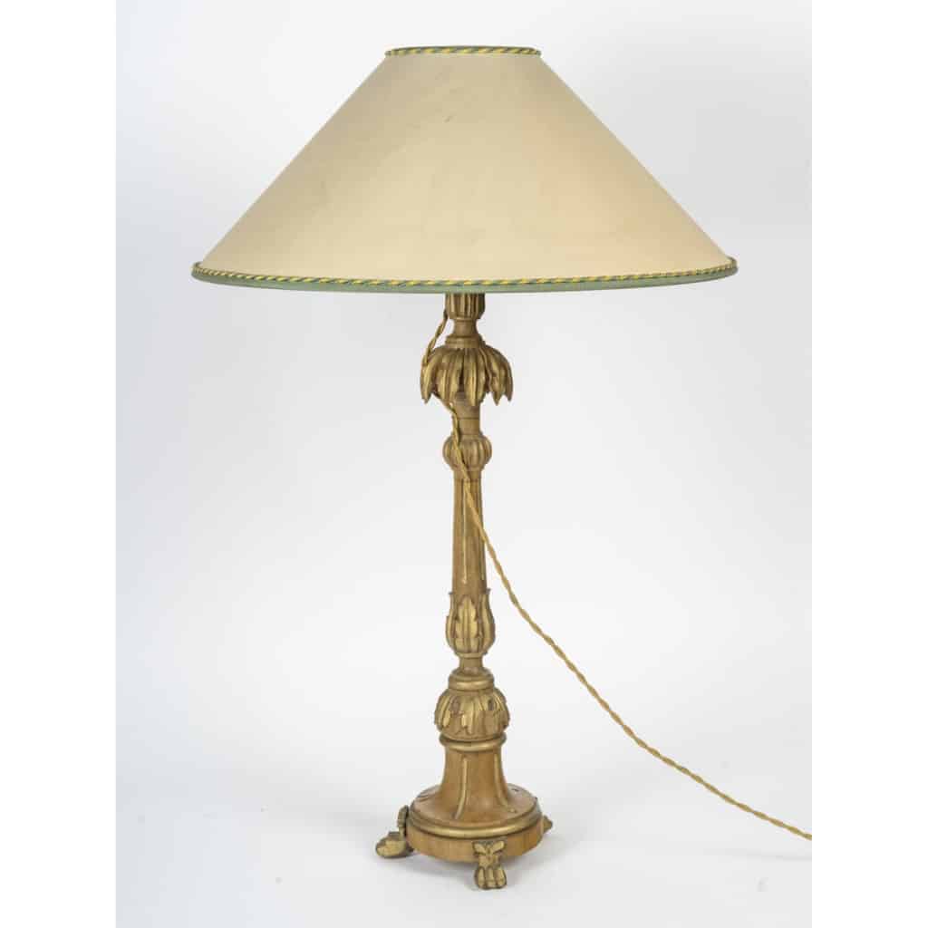 Lampe en bois sculpté, ancien bougeoir, XIXème siècle, époque Napoléon III. | Biron 