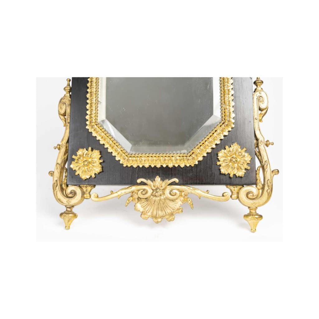Miroir de table, d’époque Napoléon III en bronze ciselé et doré sur ébène. | Biron 