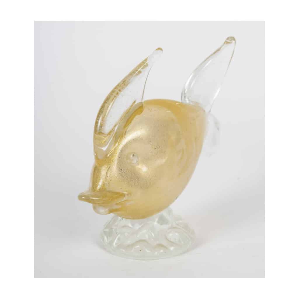 Paire de sculpture en verre représentant un poisson, Murano, XXème siècle. | Biron 