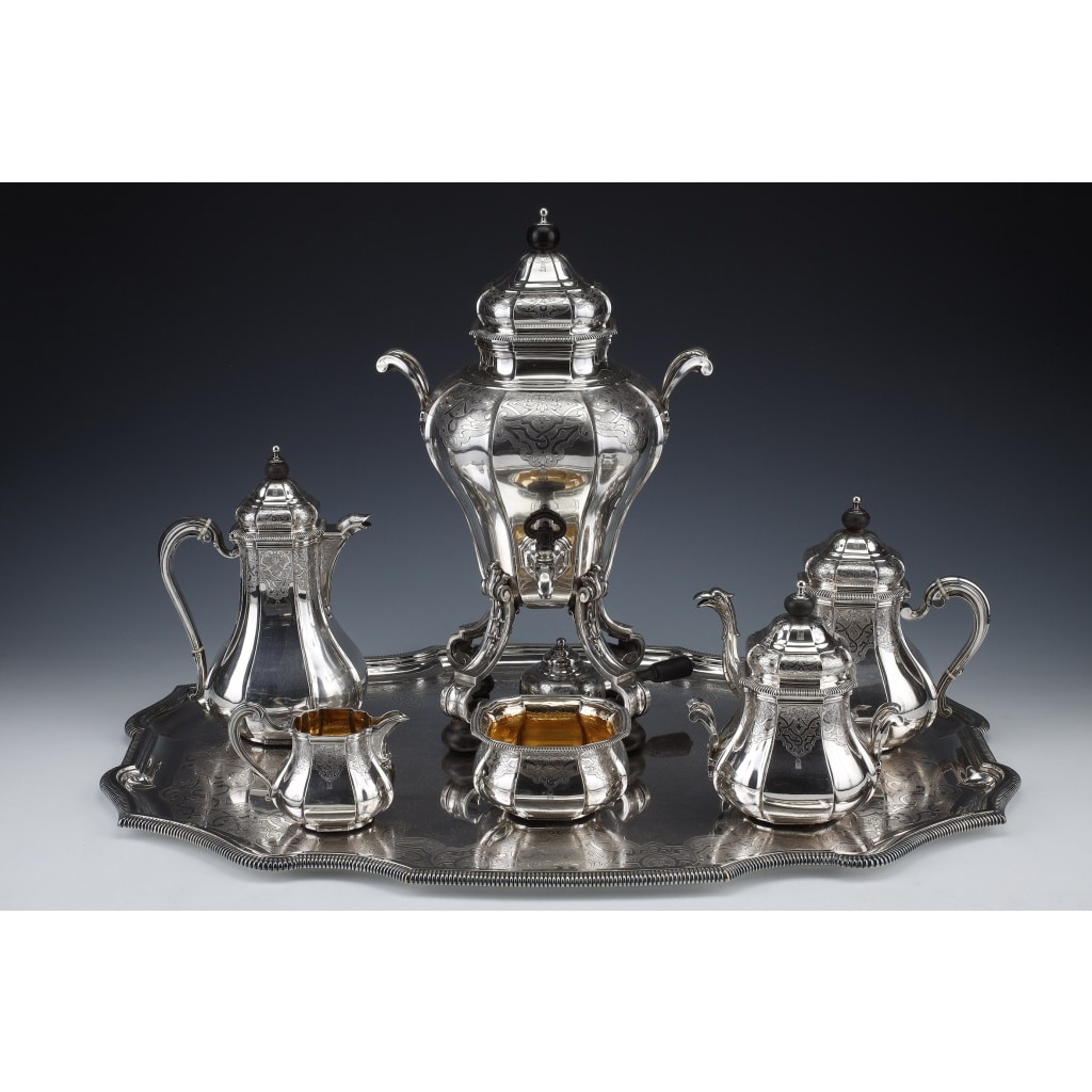 A. AUCOC – Service THE/CAFE 6 pieces argent XIXè | Biron 