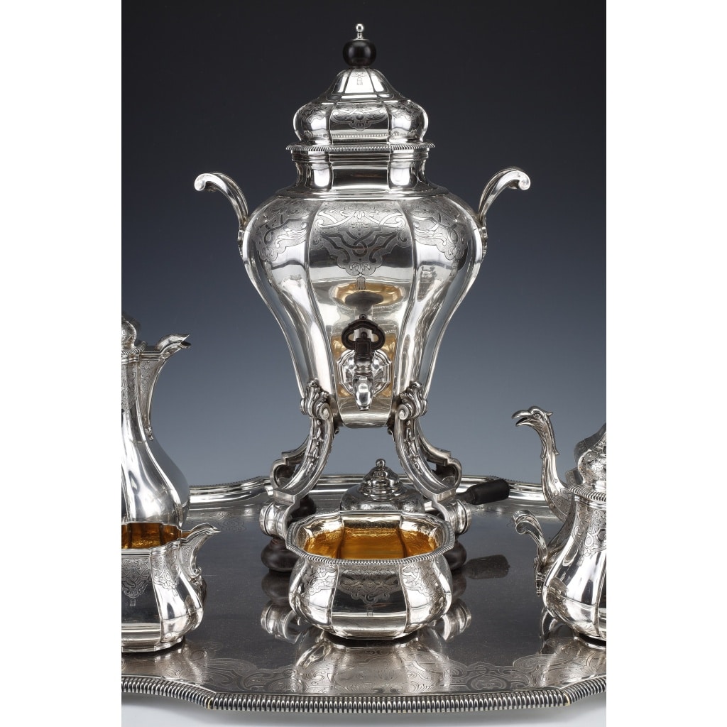 A. AUCOC – Service THE/CAFE 6 pieces argent XIXè | Biron 